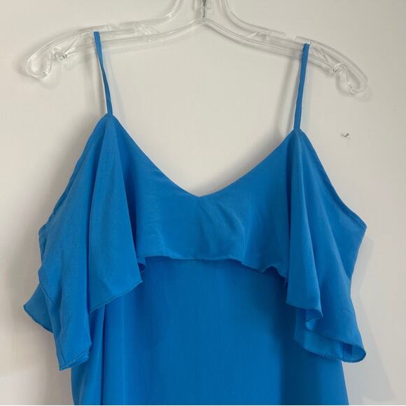 NWOT Chaser Spaghetti Strap Flutter Sleeve Off-Shoulder Top, Blue, Women's Med - Picture 2 of 3